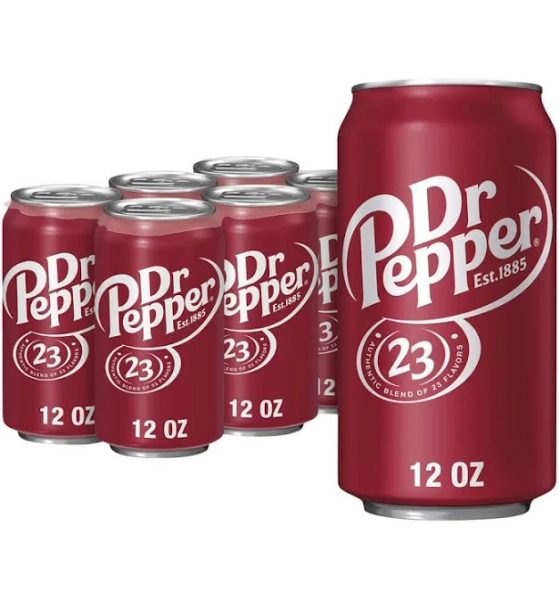 Dr Pepper Soda 12 fl oz Cans (6 Pk)