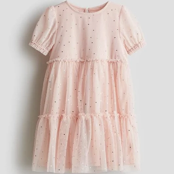 H&M Girls Foil-Print Tulle Dress