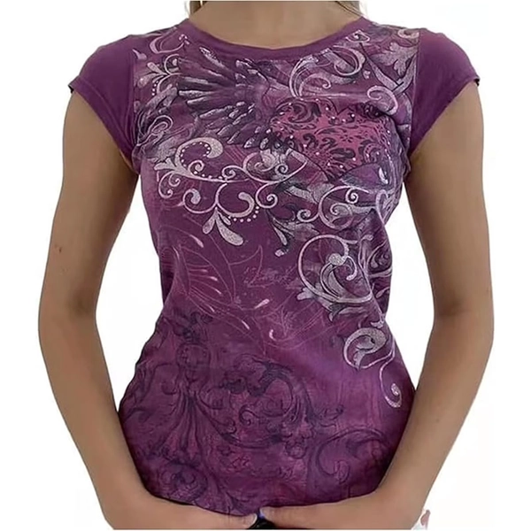 Tiweut Grunge Tshirts Girls Vintage Graphic Tee Y2k 2000s Goth Top Women Mcbling Short Sleeve Streetwear,Purple - Walmart.com