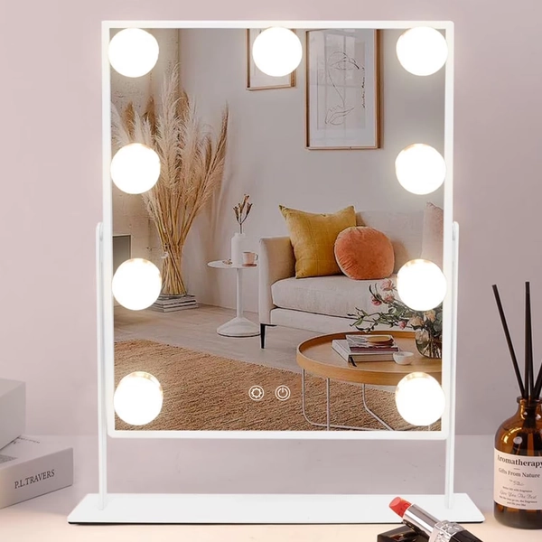 BN-LINK Makeup Mirror with 3 Color Lighting, Vanity Mirrorr with 10X Detachable Magnification, 360°Rotation, for Dressing Room & Bedroom, White - Walmart.com