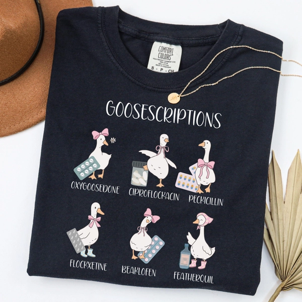 Pharmacy Funny Goose Shirt Comfort Colors,Silly Prescriptions Puns Medical Crewneck