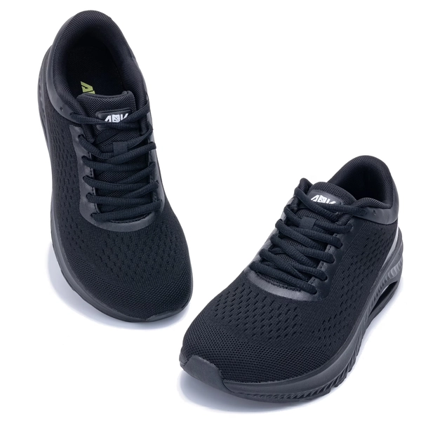 AOV Wide Toe Box Shoes Women Arch Support Walking Shoes for Plantar Fasciitis Orthotic Air Tennis Sneakers AllBlack Size 8.5