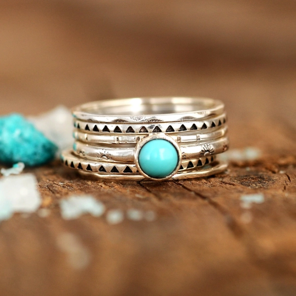 Stacking Ring Set, Turquoise Ring, Sterling Silver Rings for Women, Stone Ring, Stackable Rings, Gemstone Ring, Boho Western Jewelry - Etsy