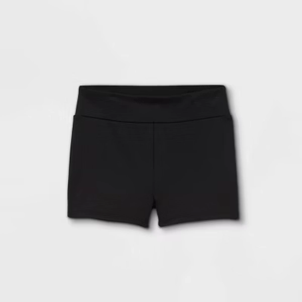 Girls' Gymnastics Shorts - Cat & Jack™ Black XS: Recycled Polyester, Spandex, Mid Rise, Pull-On, Machine Washable