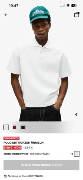 BERSHKA Polo Schwarz und Weiß 