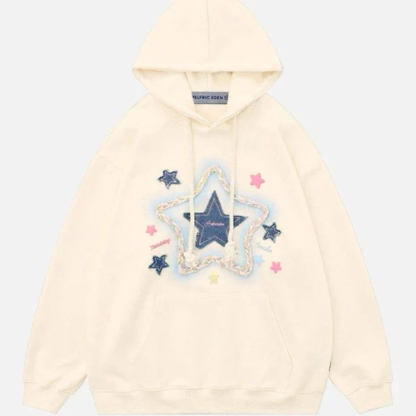 Aelfric Eden Women's Denim Star Applique Hoodie