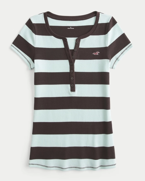 Kurzärmliges Henley mit Symbol