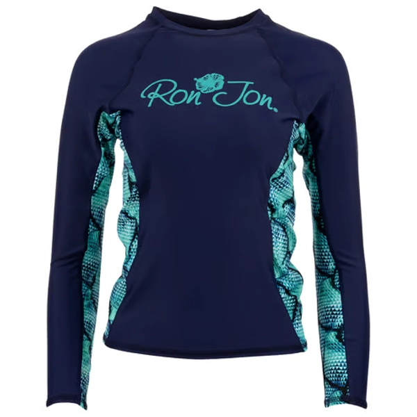 Ron Jon Women's Navy Aqua Long Sleeve Rash Guard