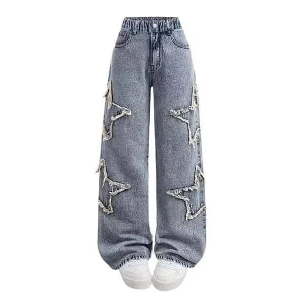 Girls Baggy High-Elastic Cargo Jeans