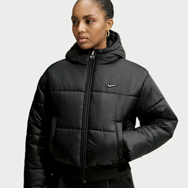 Nike Sportswear Classic Puffer Women's Therma-FIT Loose Hooded Jacket - Black - Size XS