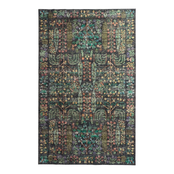 9' x 12' Rifle Paper Co. x Loloi Charcoal Parlor Grove Washable Area Rug