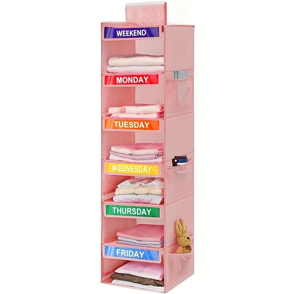 A Wardrobe Organizer for Storage And Organization, Featuring Multi-Layer Hanging Bags for Closet Organization, a 6-Layer Foldable Clothing Storage Rack, Made of Oxford Cloth, Essential for Dorms, a Daily Clothing Organizer for Hanging Closets