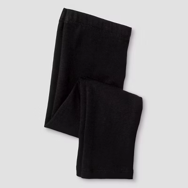 Toddler Girls' Solid Leggings - Cat & Jack™ Black 3T: Mid Rise, Stretch, Shrink-Resistant