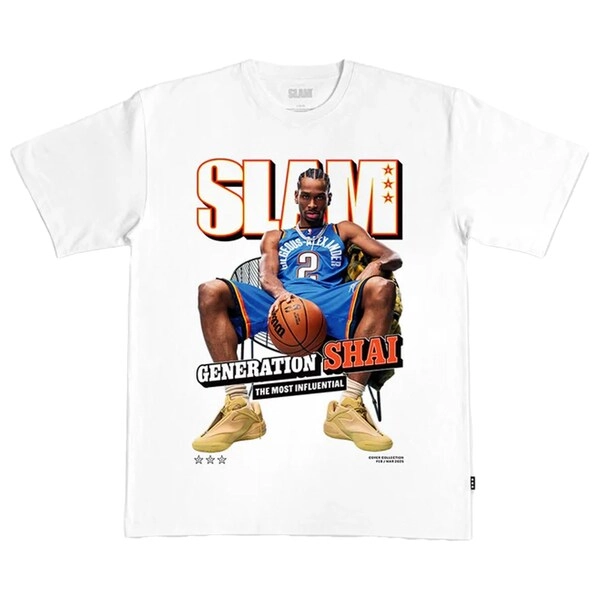Unisex Oklahoma City Thunder Shai Gilgeous-Alexander SLAM White February/March 2025 Cover Graphic T-Shirt