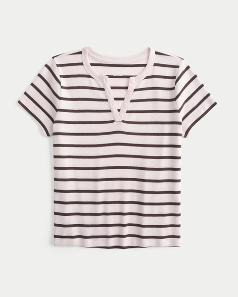 Cotton Notch-Neck Henley T-Shirt
