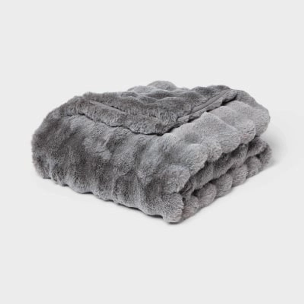 Bubble Fur Blanket Gray - Threshold™