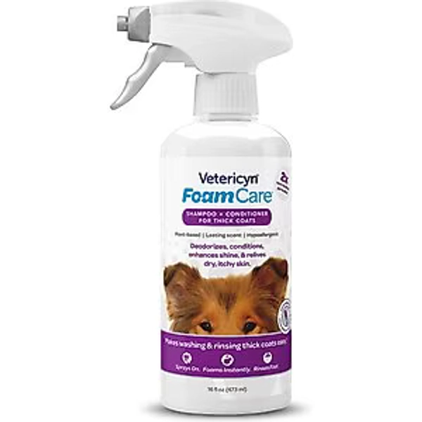 Vetericyn FoamCare High Density Hair Shampoo for Thick Coats, 16-oz