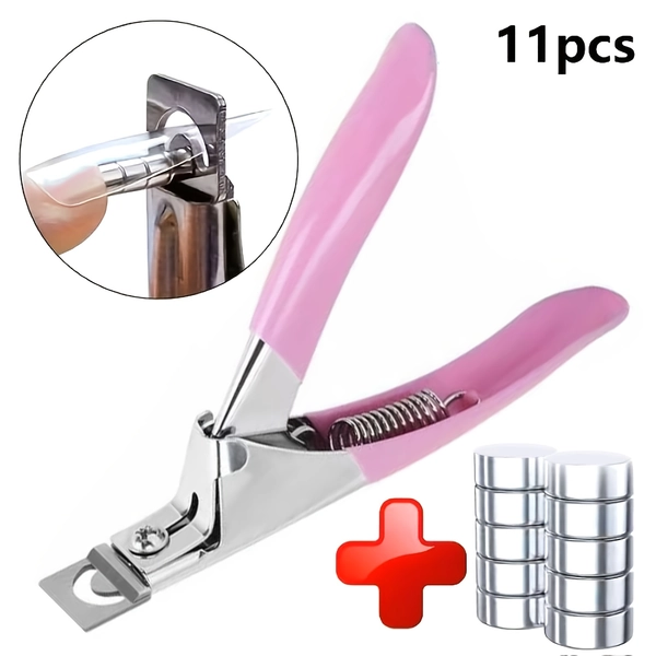 11pcs Set of Nail Clippers - Heavy-duty Stainless Steel U-shaped Fake Nail Clippers with and Ergonomic Grip, Suitable for Nail Salons, Homes, Acrylic Nails, Nail Clippers with Scales, Nail Technology Supplies, Nail Products ，for toenail& foot clean
