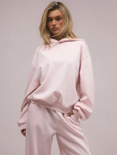 MUSERA Oversized Drop-Shoulder Kapuzenpullover in Relaxed Fit, Sweatshirt für Schule, Herbst, Winter, gemütlich, Herbst, Weihnachten, niedlich, lässig, Alltag, Y2K Streetwear Kapselgarderobe, Pink Weihnachten