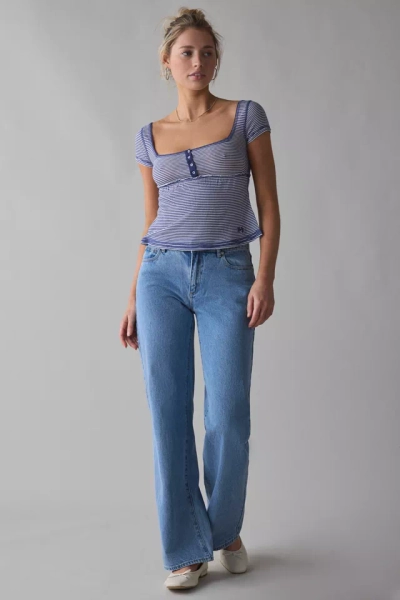 BDG Brittney Square Neck Henley Babydoll Tee