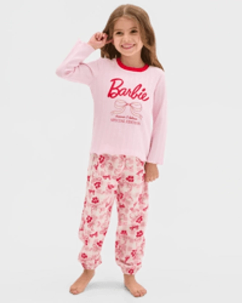 Barbie Australian Cotton Younger Girls Knit/Flannelette Pyjama Set