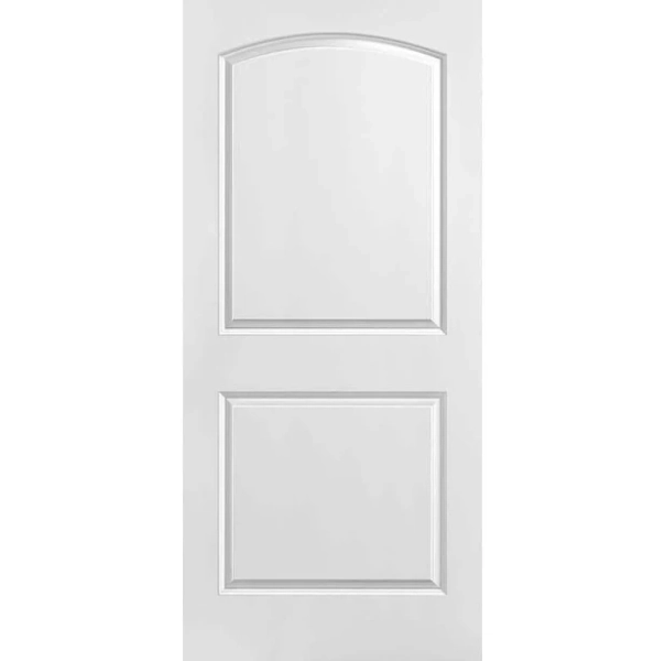 Masonite 80 in. 2 Panel Roman Smooth Round Top Solid Core Primed Composite Interior Door Slab