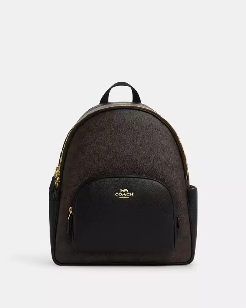Gold/Walnut/Black Court Backpack In Signature Canvas