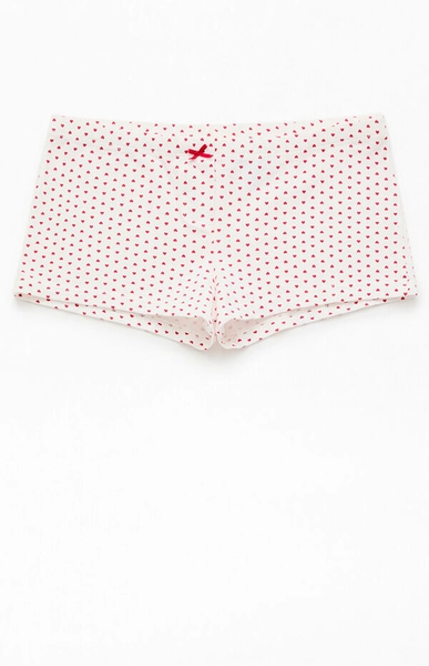 Heart Print Bow Boxer Shorts