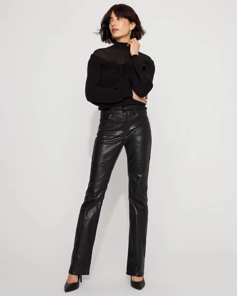 Crocodile Coated Denim High Rise Bootcut Jean