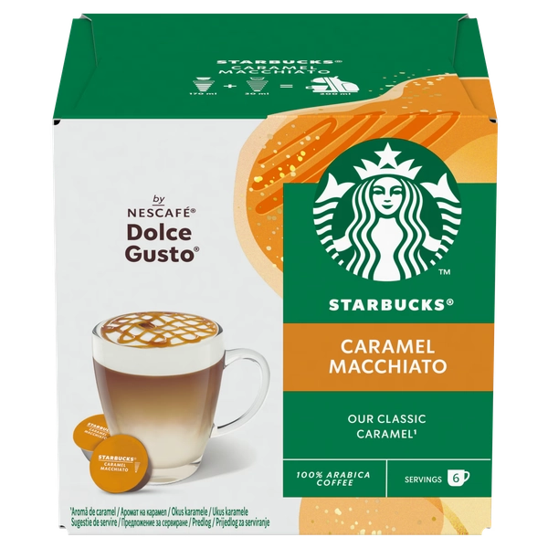 Cafea capsule, Starbucks Caramel Macchiato, compatibile Dolce Gusto, 6 bauturi, 12 buc, 127.8 g