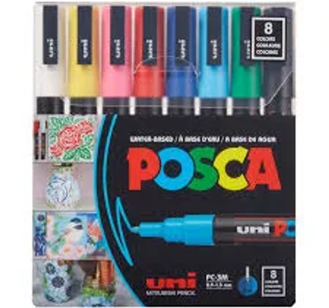 Uni Posca PC-3M 16 Color Fine Tip Paint Marker Set