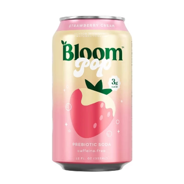 BLOOM NUTRITION Bloom Pop Prebiotic Soda - Strawberry Cream - 12 fl oz Can