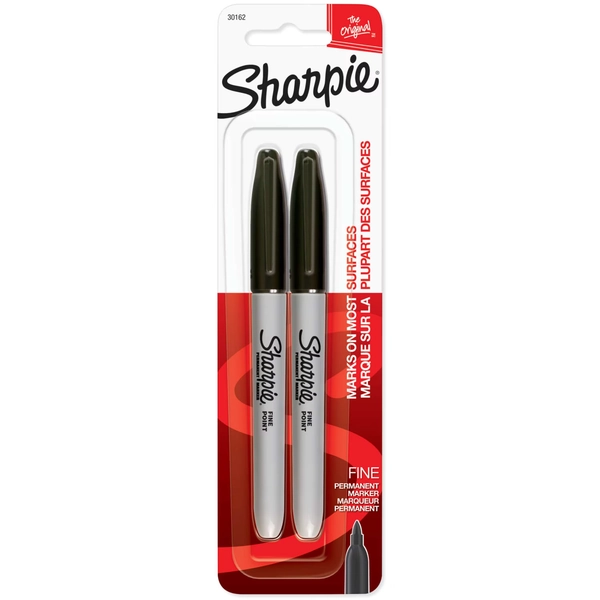 Sharpie Permanent Markers, Fine Point, Black, 2 Count - Walmart.com