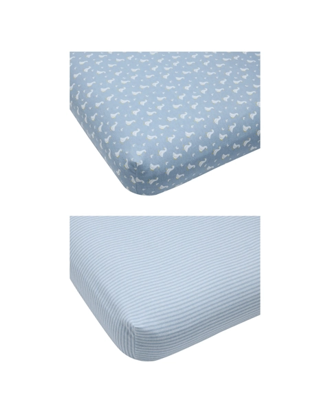 Anko 2 Pack Flannelette Cotton Fitted Cot Sheets - Geese and Stripe