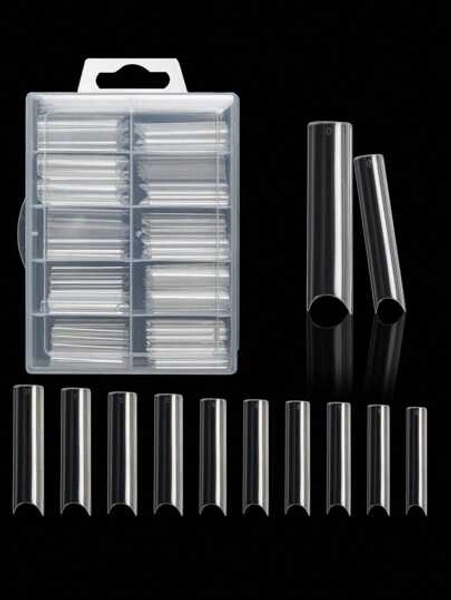 100pcs Long Clear Coffin Fake Nail Tips Extra Long For Salons And DIY Nail Art Press On Nails Nail Supplies