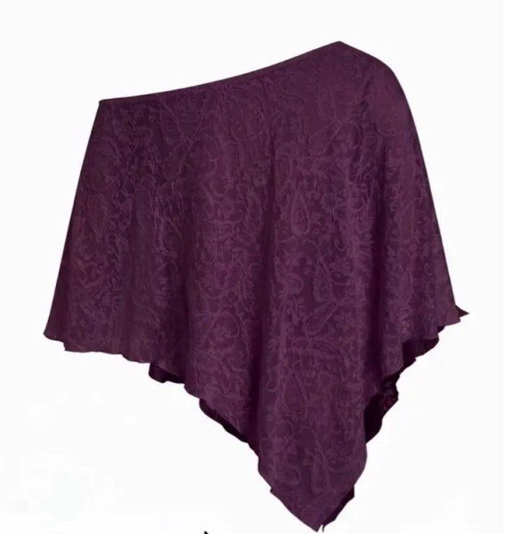 Chiffon Asymmetrical Hem Poncho Top Curve & Plus