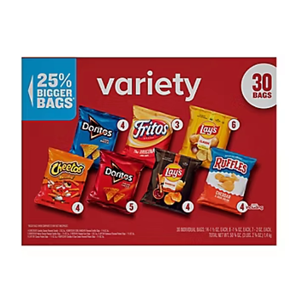 Frito-Lay Variety Pack of Snacks and Chips, 30 ct./1.5-2 oz.