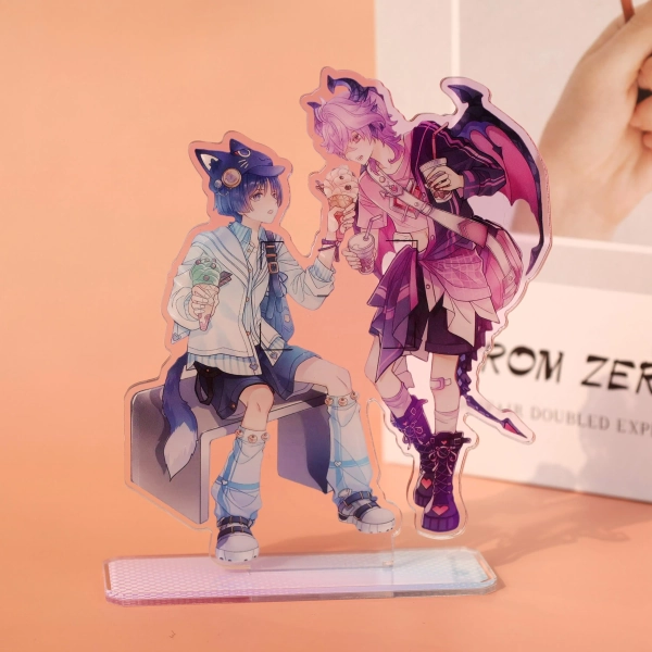 Genshin Impact Durin Wanderer Chibi Acrylic Stand with Ice Cream, Cute Double Character Desktop Standee Collectible Gift for Fans