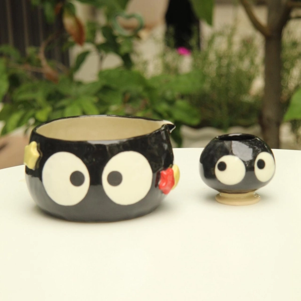 Pre-order Handmade Soot Ceramic Matcha Bowl: Anime Kitchen Decor
