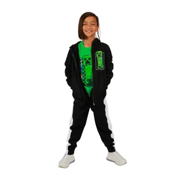 Youth Boys Minecraft 3 pc Hoodie Jogger T-shirt combo-Small