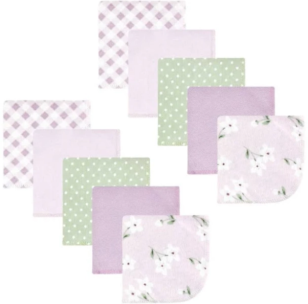 Hudson Baby Infant Girl Flannel Cotton Washcloths