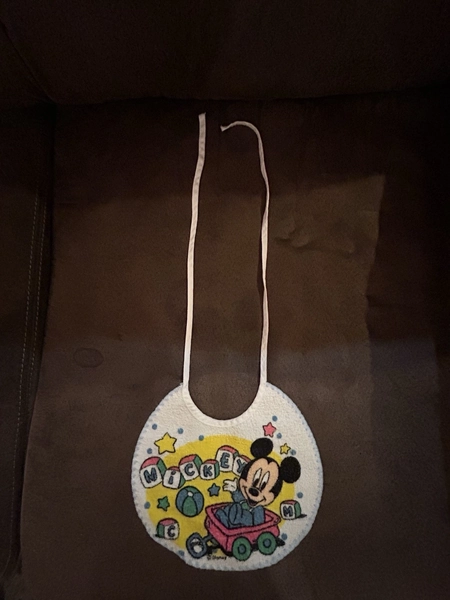 Rare Vintage 1980s Disney Baby Mickey Infant Bib – Tie Closure – Retro Nursery