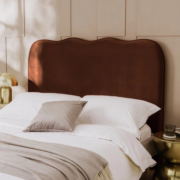 Habitat Onda Velvet King Headboard - Rust | Headboards | Habitat