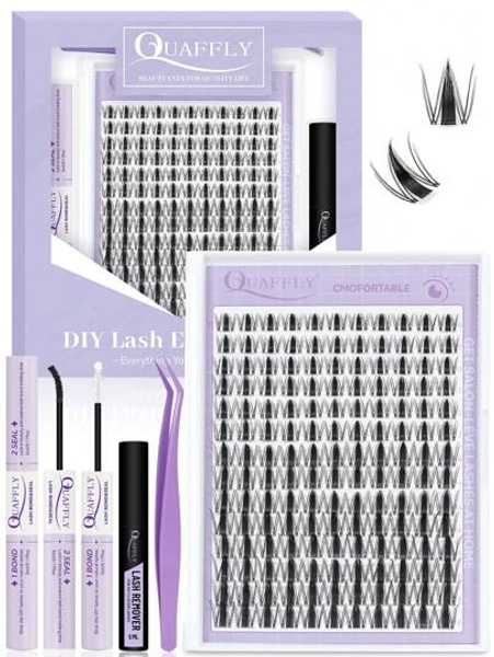 154PCS-C-Curl Fairy Lash Clusters Kit 10-18mm Manga Eyelash Clusters, DIY Eyelash Extensions Kit Wet-Look Spiky Anime Lashes Individual Fake Eyelashes Clusters Kit Ultra-Thin Invisible Lash Band