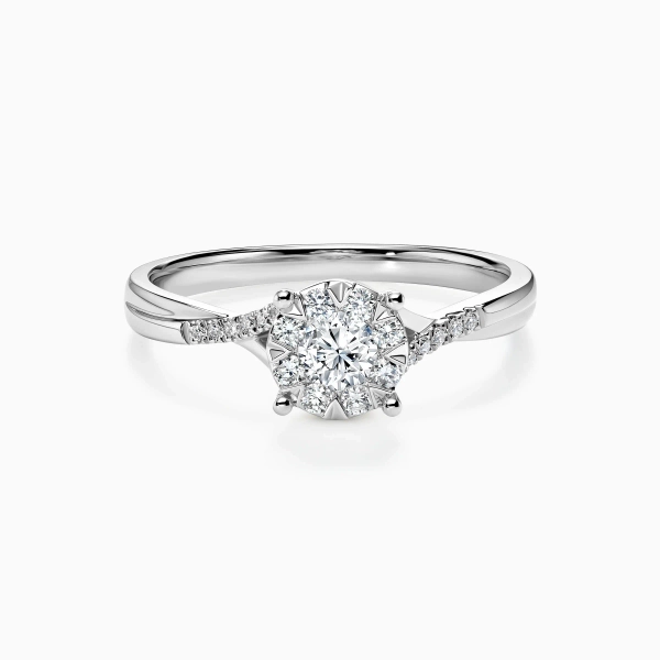 Round Solitaire Pavé Crossing Bypass Engagement Ring