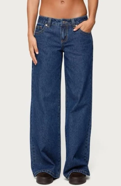 Edikted Women's Raiyne Low Rise Wide Leg Jeans