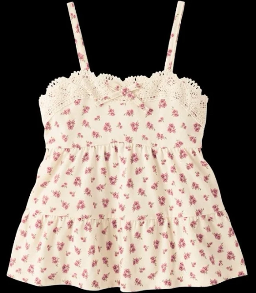 The Children's Place Girls Sleeveless Crochet Trim Tiered Tank Top