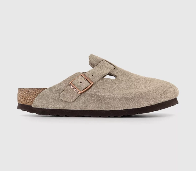 BIRKENSTOCK Boston Soft Footbed Clogs F Taupe Suede - Flat Shoes for Women