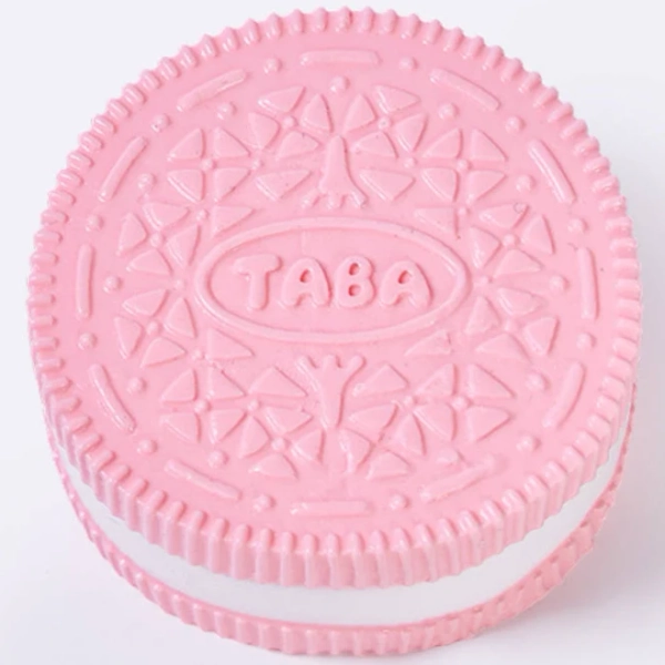 TABASQUISHY Pink-White Sandwich Cookie Taba Squishy Squeeze Toys