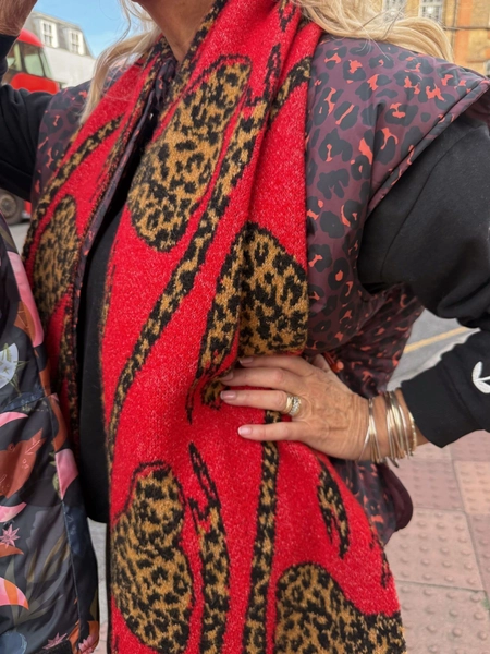 Never Fully Dressed Red Animal Bow Blanket Scarf